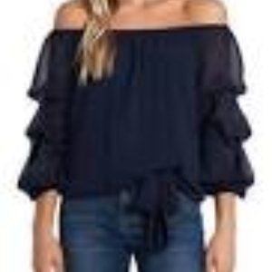 Black CeCe Women's Off-the-Shoulder Bubble Sleeve Top- Size Medium